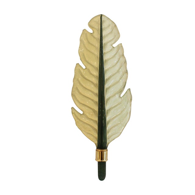 Murano Glass Leaf Wall Sconces, Italy, 2000, Set of 2 For Sale - Image 3 of 9