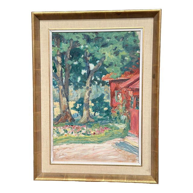 John Rosenqvist, House in Naantali, 1950s, Oil Painting on Board, Framed For Sale