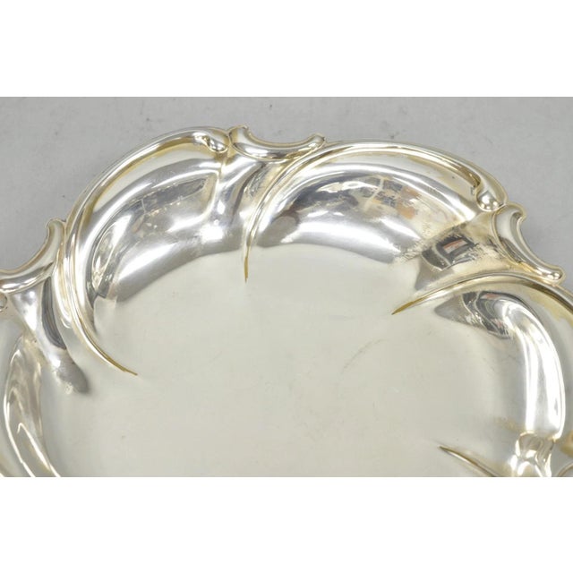 Late 20th Century Vintage Caravelle Victorian Style Silver Plated Scalloped Serving Dish Bowl For Sale - Image 5 of 13