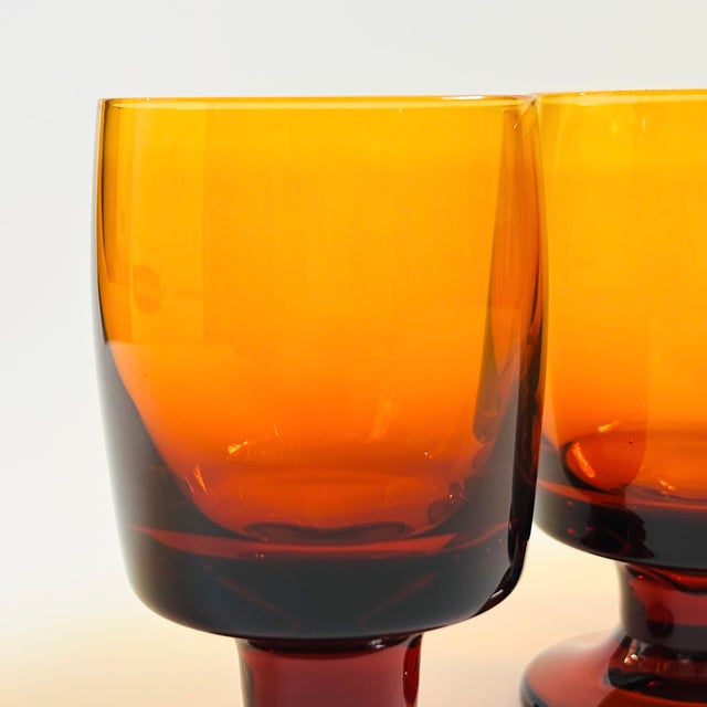 Amber Vintage Amber Wine Goblets - Set of 4 For Sale - Image 8 of 10