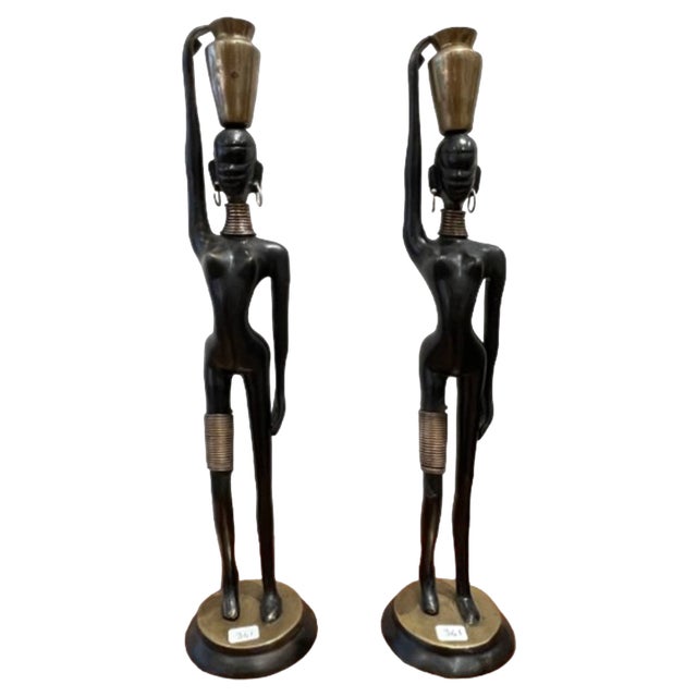 Water Carriers Statuettes attributed to Karl Hagenauer, 1970s, Set of 2 For Sale