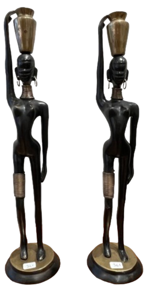 Water Carriers Statuettes attributed to Karl Hagenauer, 1970s, Set of 2