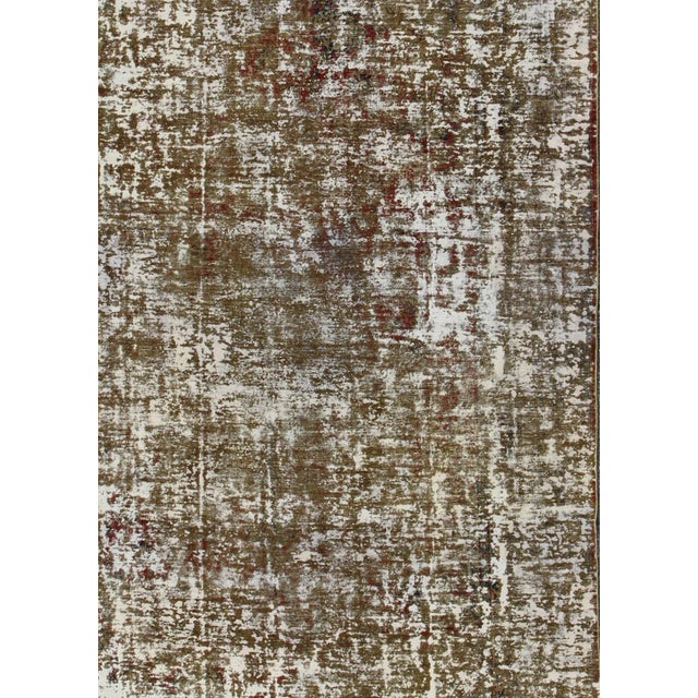 Abstract Mid 20th Century Vintage Persian Rug With Modern Design in Shades of Yellow-Green For Sale - Image 3 of 10