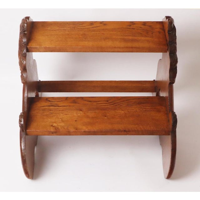 Victorian Oak Lion Library Ladder, 1900 For Sale - Image 11 of 18