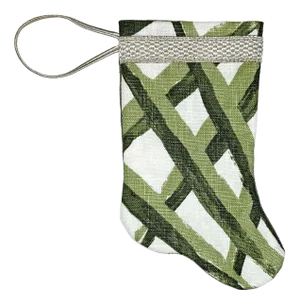 Palm Orleans X B. Viz Handmade Mini Stocking Ornament - Palmetto Stripe Audubon Silver
