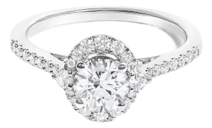 14K White Gold 1.00 Cttw Lab-Grown Diamond Oval Shaped Halo Engagement Ring (F-G Color, VS1-VS2 Clarity) - Ring - Size 10