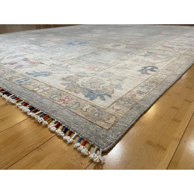 Handmade Mahal Style Rug – Afghan Wool Rug With Grey & Ivory Tones - 8'1 X 9'11 For Sale - Image 4 of 10