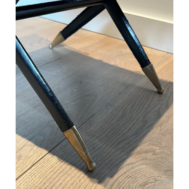 Early 20th Century Neoclassical style Curule stool in red leather and decorated with a crossed sword For Sale - Image 10 of 12