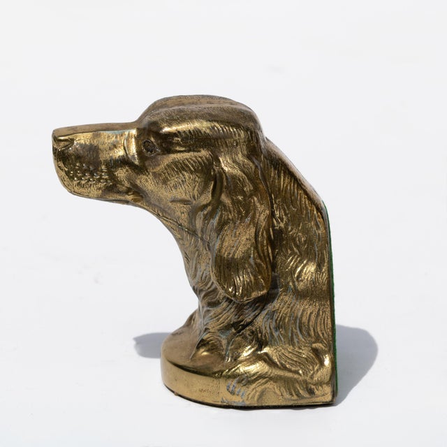 Brass Pair of Brass Spaniel-Head Bookends Mid-20th Century For Sale - Image 8 of 8