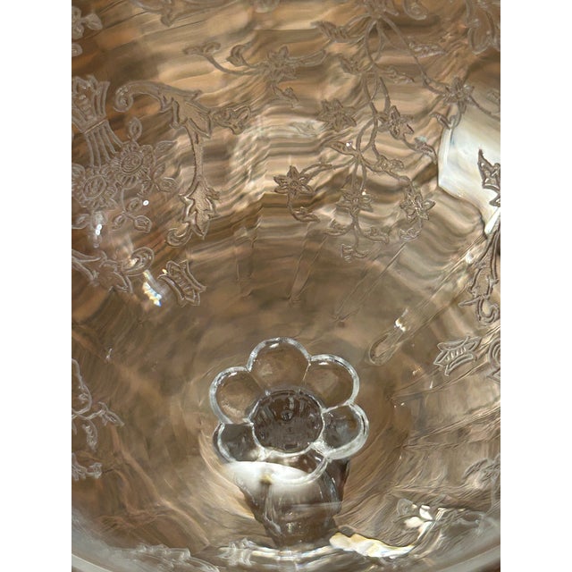 Glass Vintage Fostoria “Navarre” Etched Crystal Coupes or Sherbets - A Set of 7 For Sale - Image 7 of 9