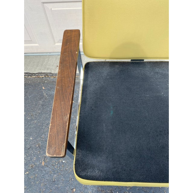 1950s Mid-Century Modern Yellow Vinyl Accent Chair For Sale - Image 4 of 10