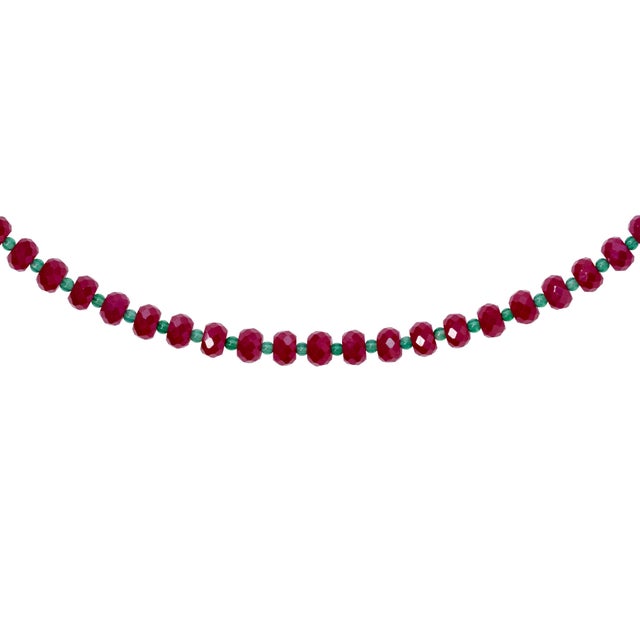 Jumbo Ruby Green Agate Necklace 14k Gold For Sale In New York - Image 6 of 11