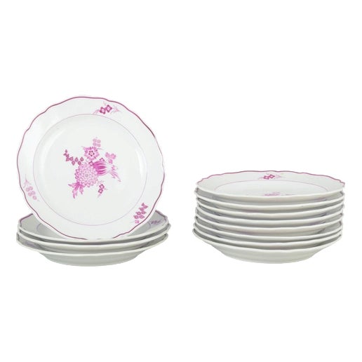 Deep Porcelain Plates from Meissen, Set of 12 For Sale