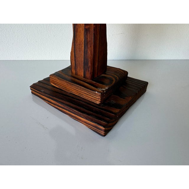 1980s Vintage Hand Carved Wood Five Arms Candelabra/ Sold For Sale - Image 5 of 9