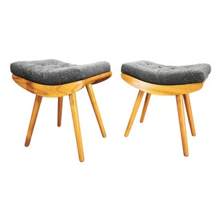 Mid-Century Maple Stools, Former Czechoslovakia, 1960s, Set of 2 For Sale
