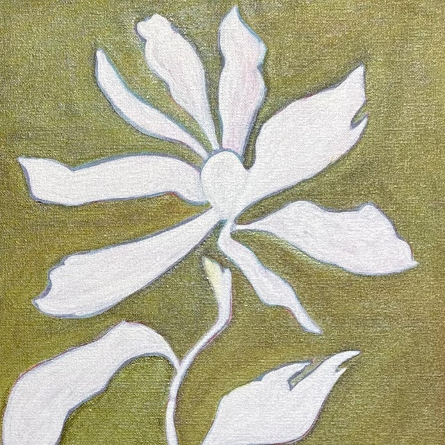 2020s Original Botanical Diptych — Magnolia & Lotus, Oil on Canvas in Gold Bamboo Frames, 11" X 14" Each, by Tatiana Duperault For Sale - Image 5 of 5