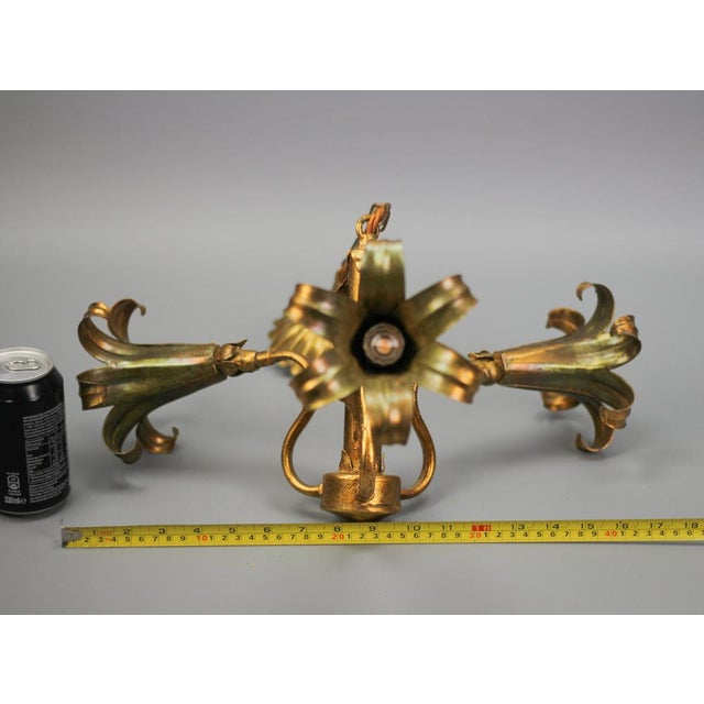 Gilt Metal Three-Light Chandelier by Hans Kögl, 1970s For Sale - Image 17 of 18