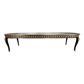 Grand French Louis XVI–Style Oval Dining Table With Gilt Pierced Apron For Sale