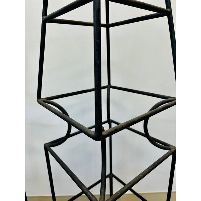 Neoclassical Pair of Obelisk Shaped Garden Topiary Forms in Wrought Iron For Sale - Image 3 of 7