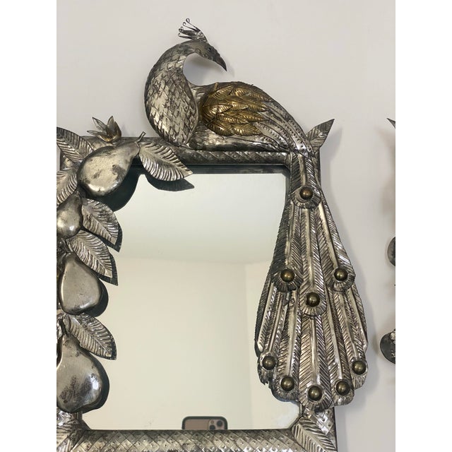 Mid 20th Century Mid 20th C. Sergio Bustamante Aluminum & Brass Peacock Mirrors a Pair For Sale - Image 5 of 12