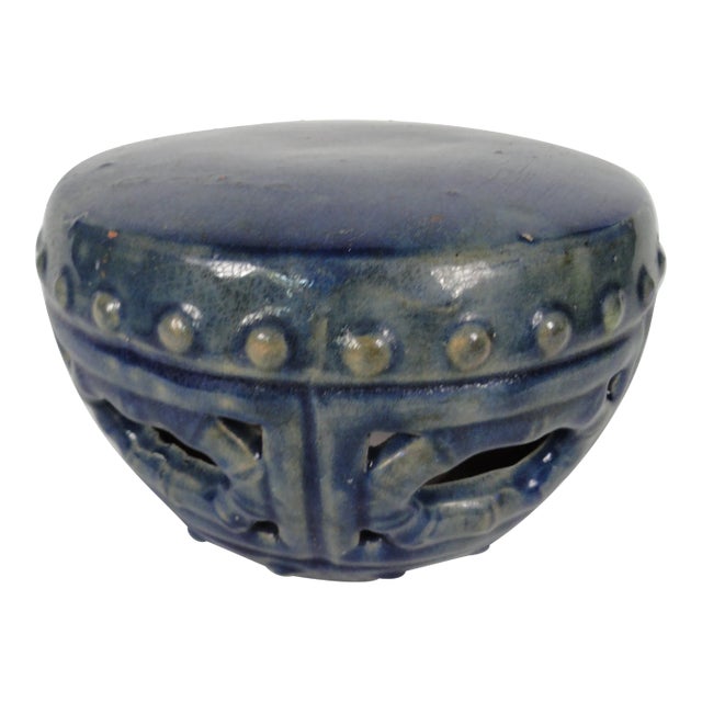 19th Century Blue Ceramic Glaze Garden Seat For Sale