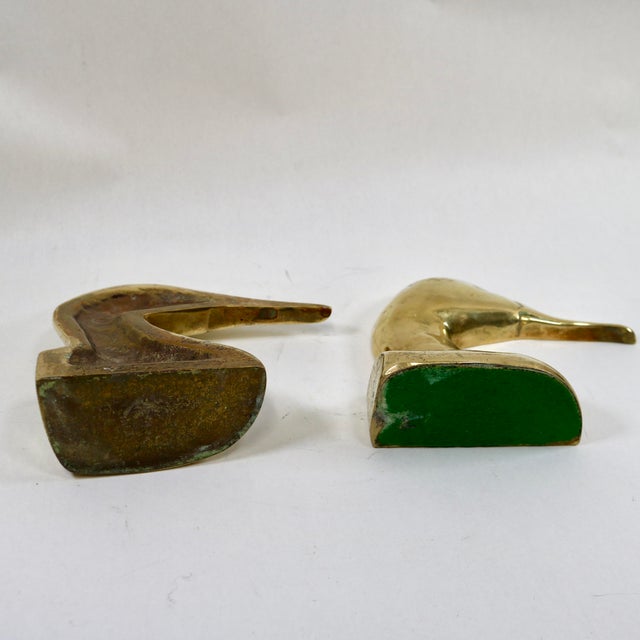 1960s Solid Brass Canvasback Duck Bookends-a Pair For Sale In Cincinnati - Image 6 of 10