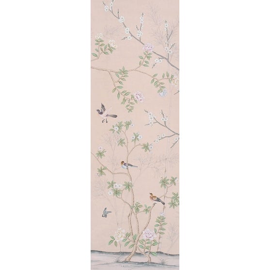 Commodity : Hand-painted chinoiserie wallpaper Handicrafts: hand-painted Wallpaper material: Gentleman's Pink dyed silk...