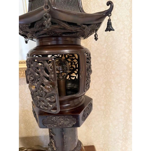 Late 19th Century Antique Bronze Lamps - a Pair For Sale - Image 5 of 6