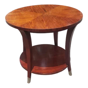 Hickory White Two Tier Round Cherry Side or Center Table