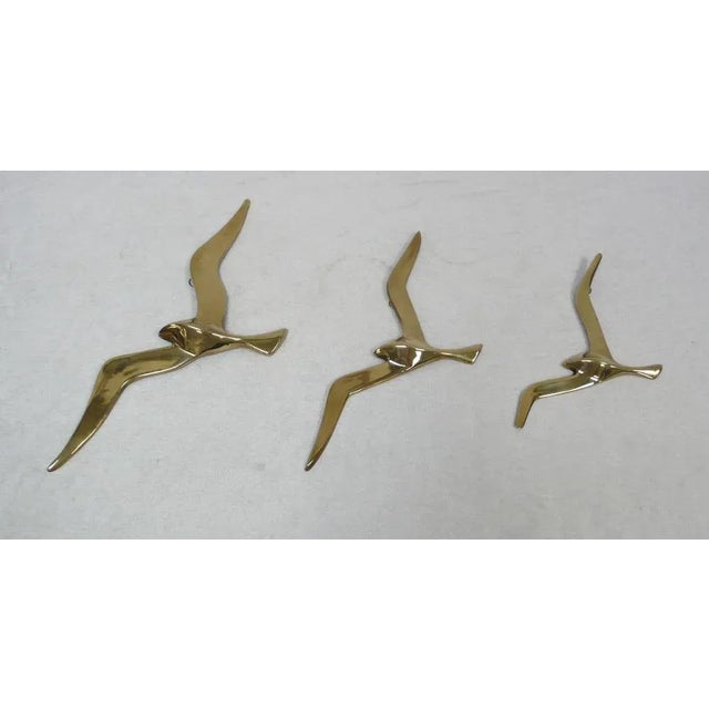 German Flying Birds in Brass Wall Sculptures, Set of 3 For Sale - Image 4 of 4