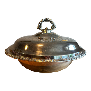 1960s Wm Rogers Mid-Century Round Silver Plated Casserole Dish With Original Pyrex Insert