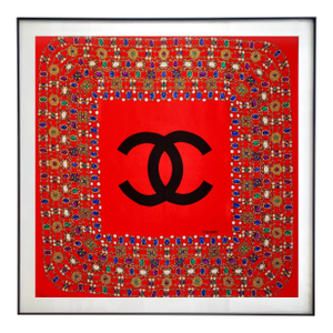 Framed Chanel Silk Scarf 1980s - Midnight Black Frame