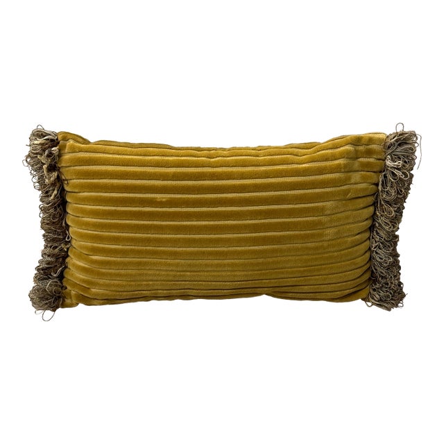Bespoke Channel-Tufted Velvet Lumbar Pillow For Sale