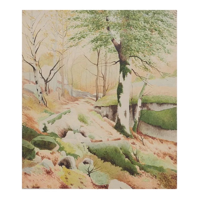 Trees - Original Watercolor - 1950s 1950s For Sale
