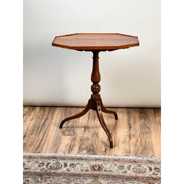 Early 21st Century Vintage Federal Style Cherry Octagonal Tilt Top Candlestand by Stickley For Sale - Image 5 of 9
