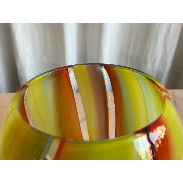 Aqua Modern Striped Murano Glass Vase by Carlo Moretti, Italy, 1980s For Sale - Image 8 of 11