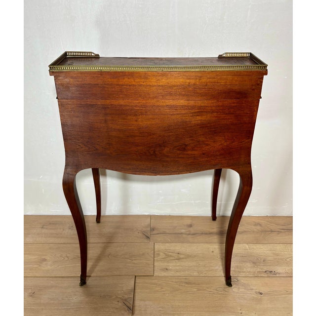 Brown 1930s French Louis XV Style Slant Front Secretary Desk with Leather Writing Surface For Sale - Image 8 of 16