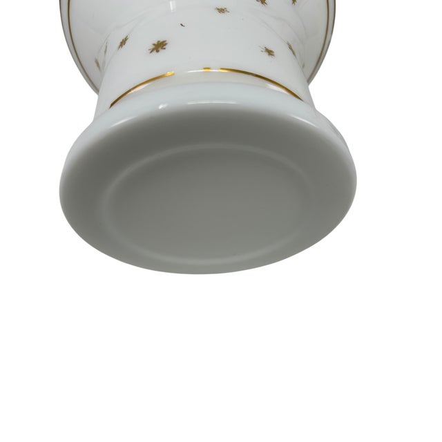 French Pair of Antique French White Opaline Cachepots With Gilt Decorations For Sale - Image 3 of 12