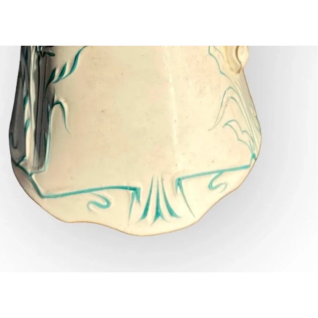 Art Nouveau Antique French Art Nouveau Majolica Pitcher by Saint Amand Et Hamage Nord For Sale - Image 3 of 9