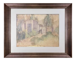 Frank Lloyd Wright Lithograph "La Miniatura, Mrs. George Madison..House" W/Frame