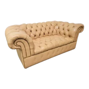 Hollywood Regency Leather Chesterfield Tufted Loveseat