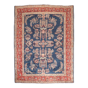 Antique Zabihi Collection Navy Blue Persian Sarouk Rug