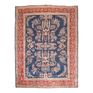 Antique Zabihi Collection Navy Blue Persian Sarouk Rug - 8'9" x 10'11" For Sale
