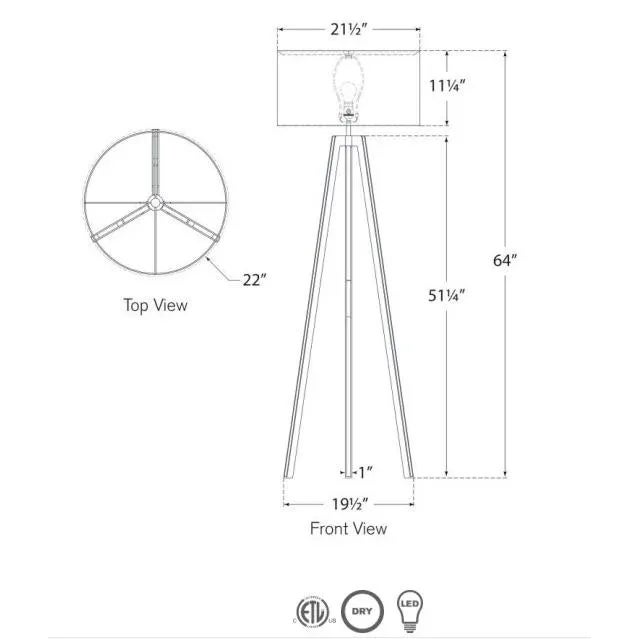 Transitional Ian K. Fowler for Visual Comfort Signature Longhill Large Tripod Floor Lamp in Aged Iron with Linen Shade For Sale - Image 3 of 3