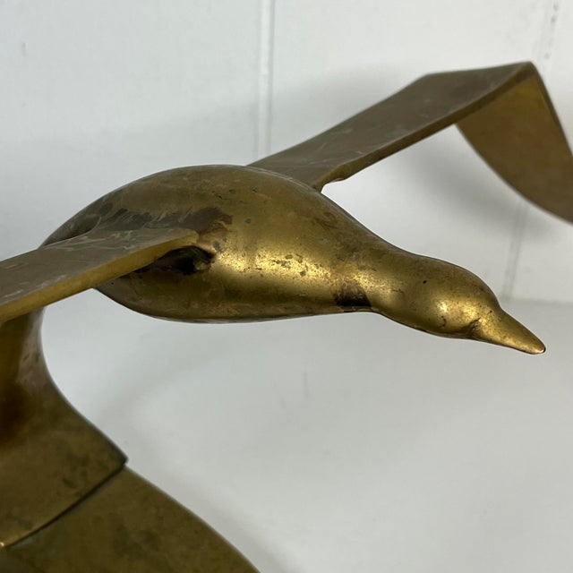 Mid 20th Century Vintage Mid-Century Modern Brass Flying Seagull Sculpture Solid Brass For Sale - Image 5 of 12