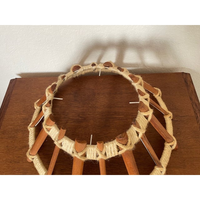 Vintage Scandinavian Wood and Jute Pendant Lamp, 1960s For Sale - Image 17 of 18