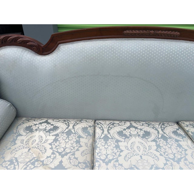 Wood Antique Victorian Rococo Revival Custom Upholstered Parlor Sofa For Sale - Image 7 of 12