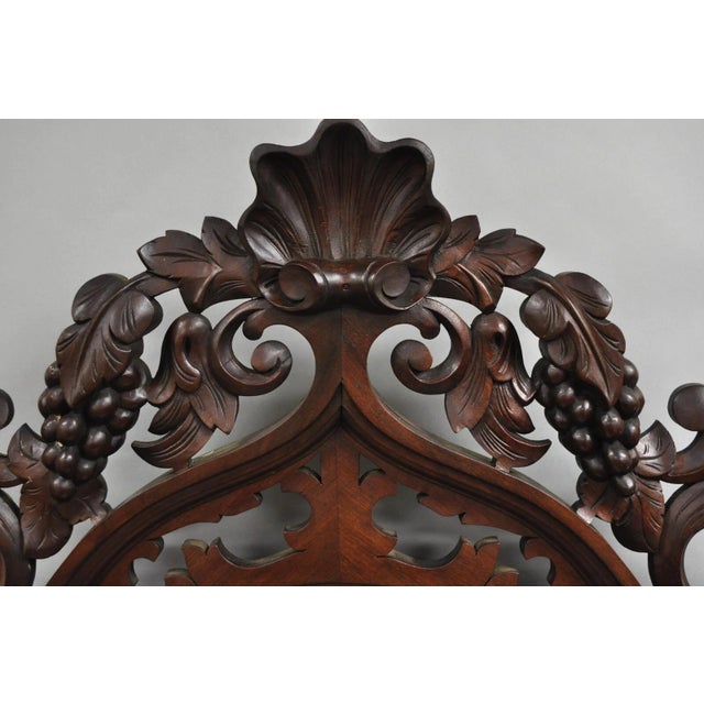 Antique Victorian Rococo Grapevine Carved Walnut Etagere Curio Shelf W/ Mirror For Sale - Image 4 of 12