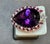 Gemstone 32X23 MM PEAR Amethyst , Diamond & Ruby 14 Kt Yellow Gold Cocktail Ring, 1960's For Sale - Image 7 of 18