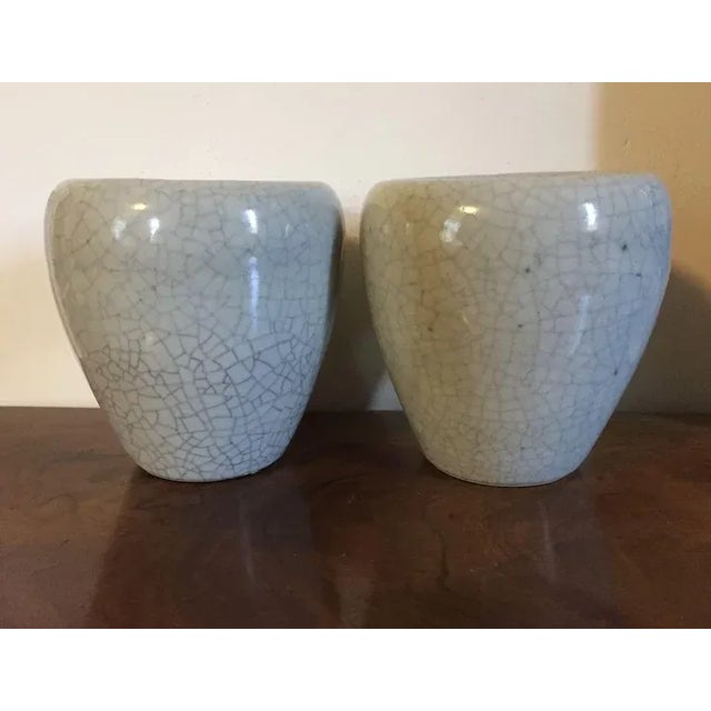 Mid 20th Century 20th Century Chinese Monochrome Crackle Glaze Porcelain Vases - A Pair For Sale - Image 5 of 11